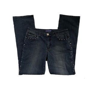 Vintage stretchy denim jeans with rhinestones trim y2k dream pants